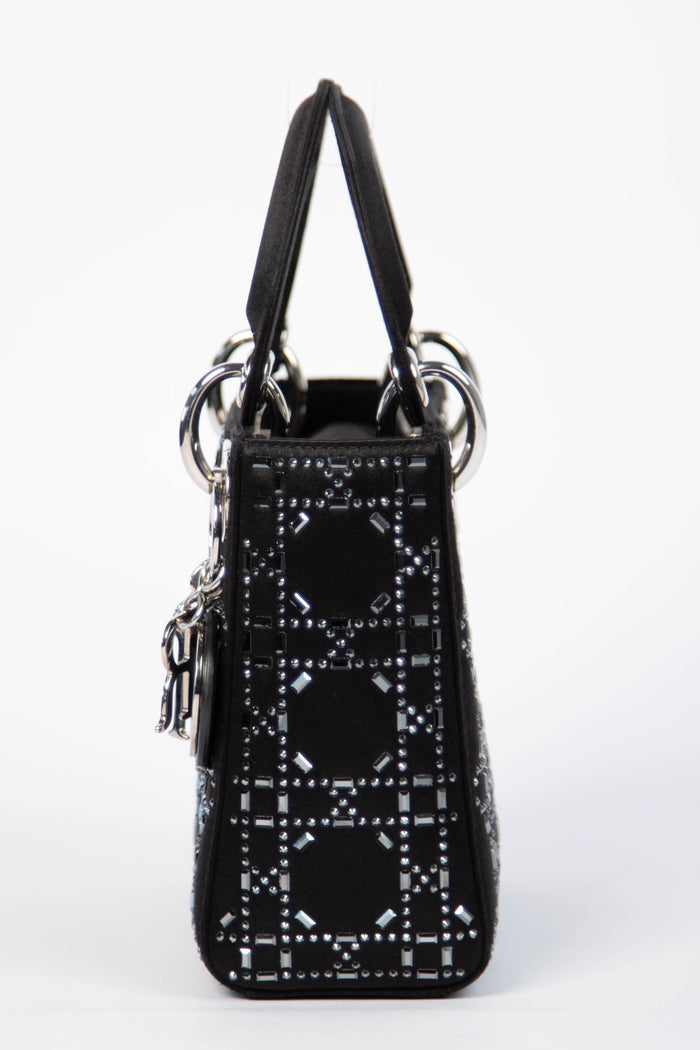 RARE Christian Dior Black Crystal Embellished Mini Lady Dior