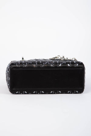 RARE Christian Dior Black Crystal Embellished Mini Lady Dior