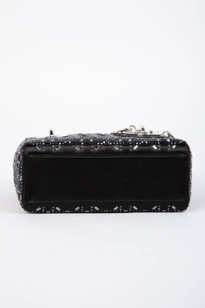RARE Christian Dior Black Crystal Embellished Mini Lady Dior