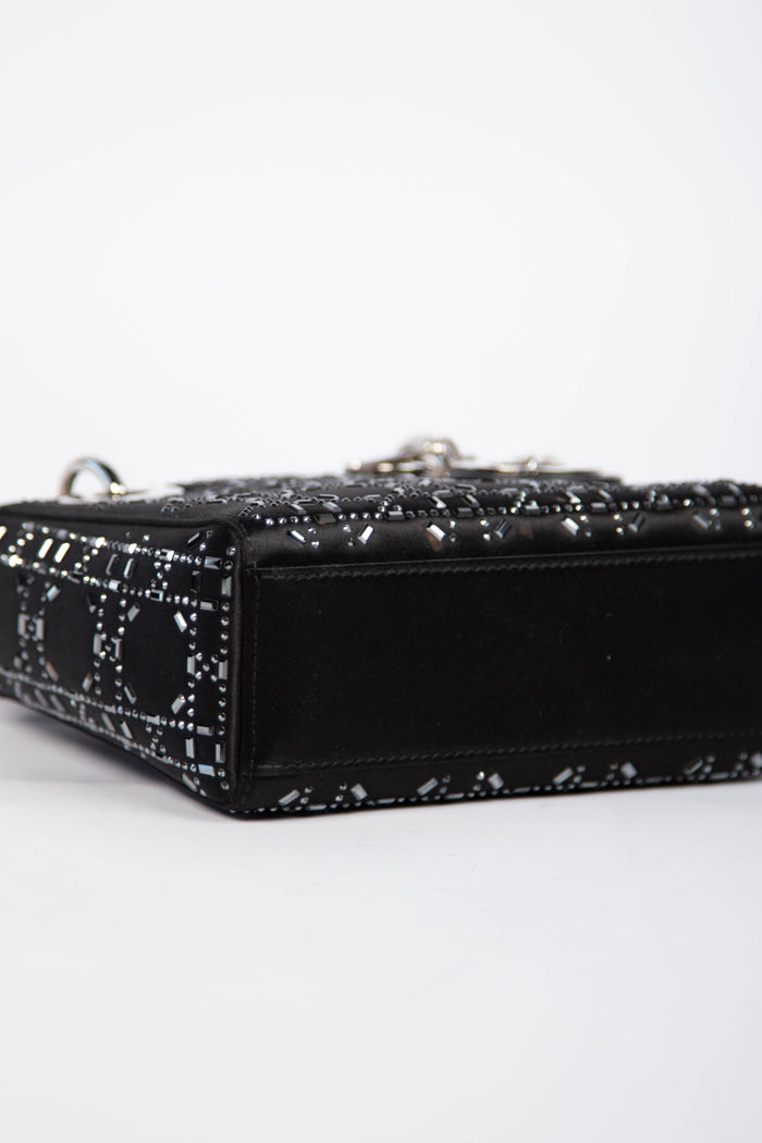 RARE Christian Dior Black Crystal Embellished Mini Lady Dior