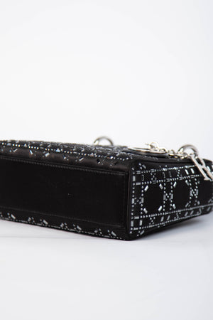 RARE Christian Dior Black Crystal Embellished Mini Lady Dior