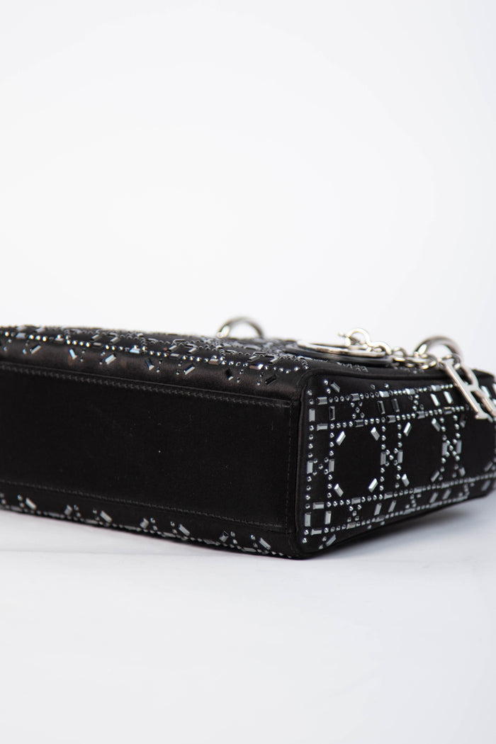 RARE Christian Dior Black Crystal Embellished Mini Lady Dior