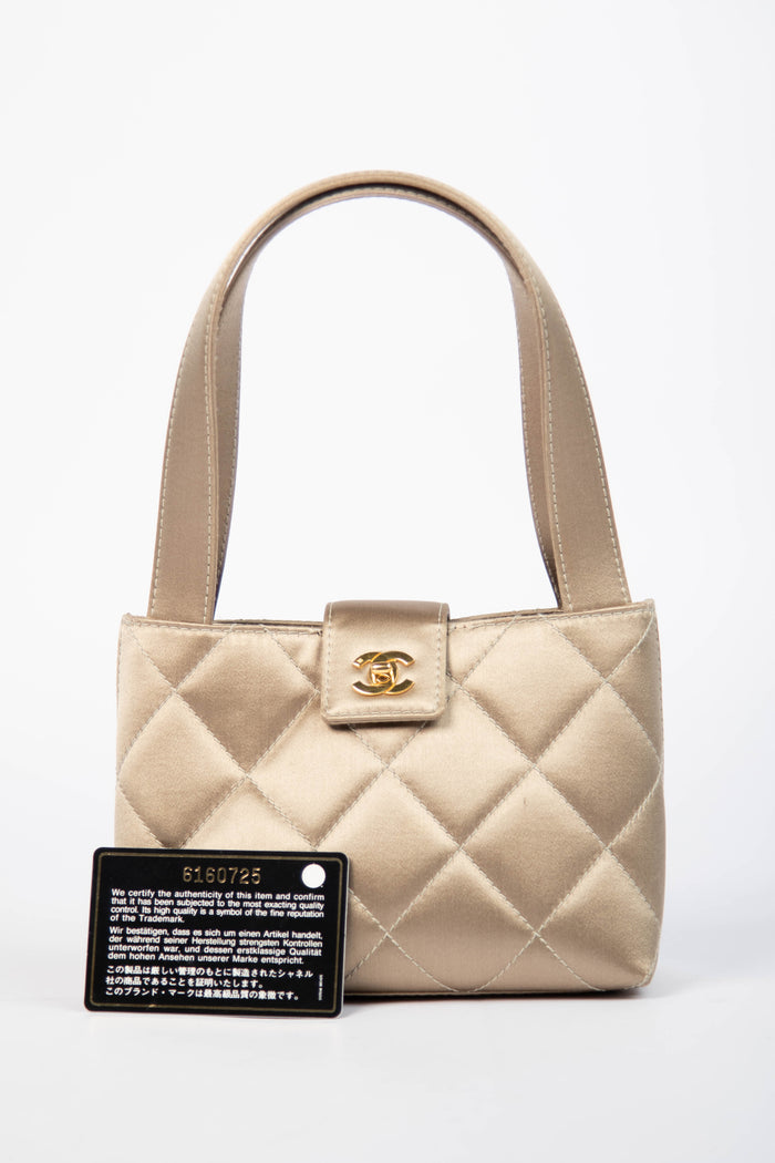 RARE Vintage Chanel Satin Top Handle Kelly Bag