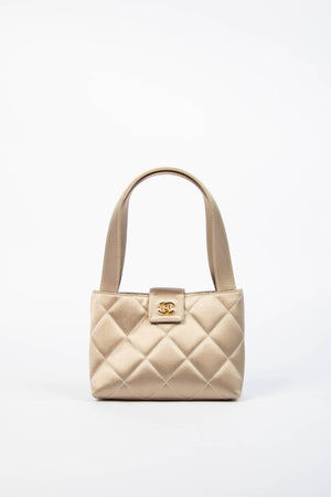 RARE Vintage Chanel Satin Top Handle Kelly Bag