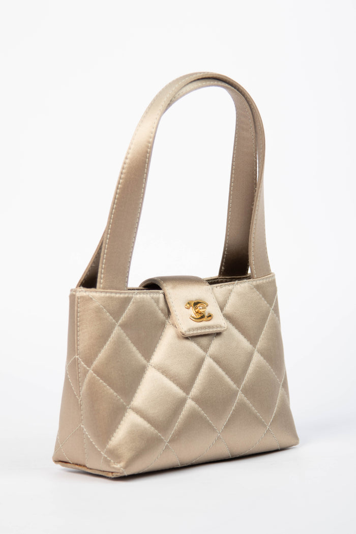 RARE Vintage Chanel Satin Top Handle Kelly Bag