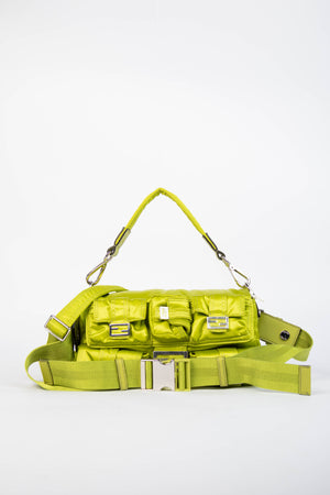 Fendi Neon Green Silk Multipocket Baguette Bag