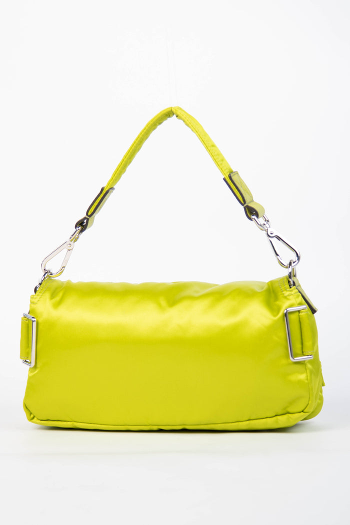 Fendi Neon Green Silk Multipocket Baguette Bag