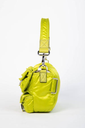 Fendi Neon Green Silk Multipocket Baguette Bag