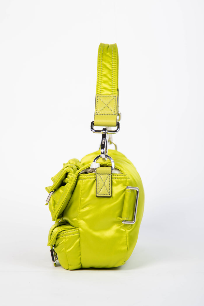 Fendi Neon Green Silk Multipocket Baguette Bag