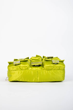 Fendi Neon Green Silk Multipocket Baguette Bag
