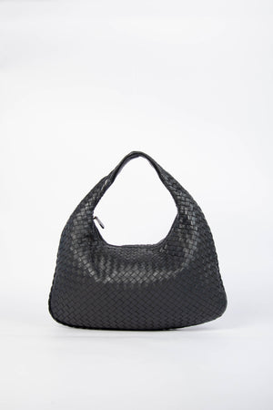 Vintage Bottega Veneta Black Intrecciato Shoulder Bag