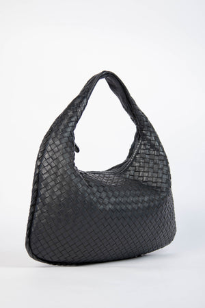 Vintage Bottega Veneta Black Intrecciato Shoulder Bag