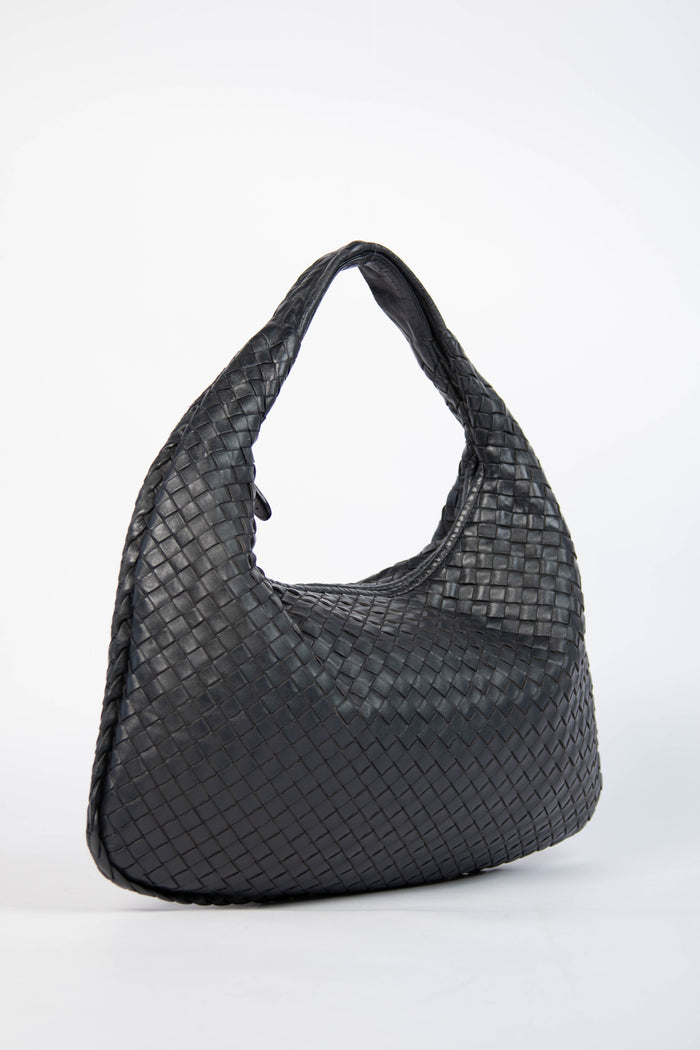 Vintage Bottega Veneta Black Intrecciato Shoulder Bag