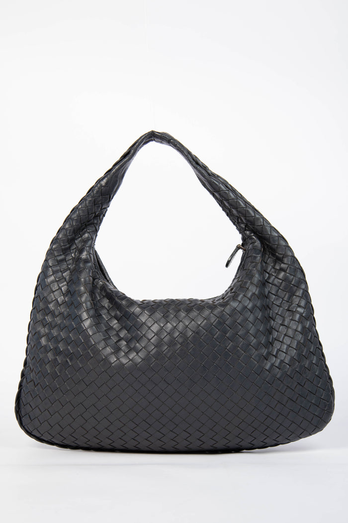 Vintage Bottega Veneta Black Intrecciato Shoulder Bag