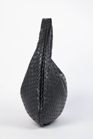 Vintage Bottega Veneta Black Intrecciato Shoulder Bag