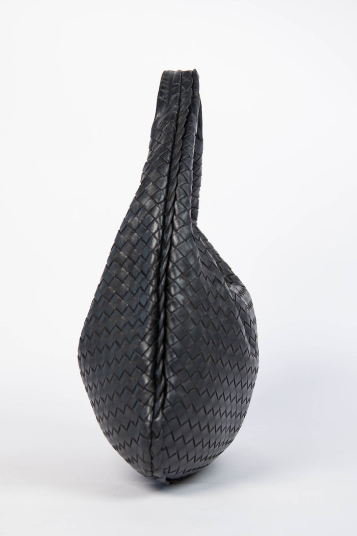 Vintage Bottega Veneta Black Intrecciato Shoulder Bag
