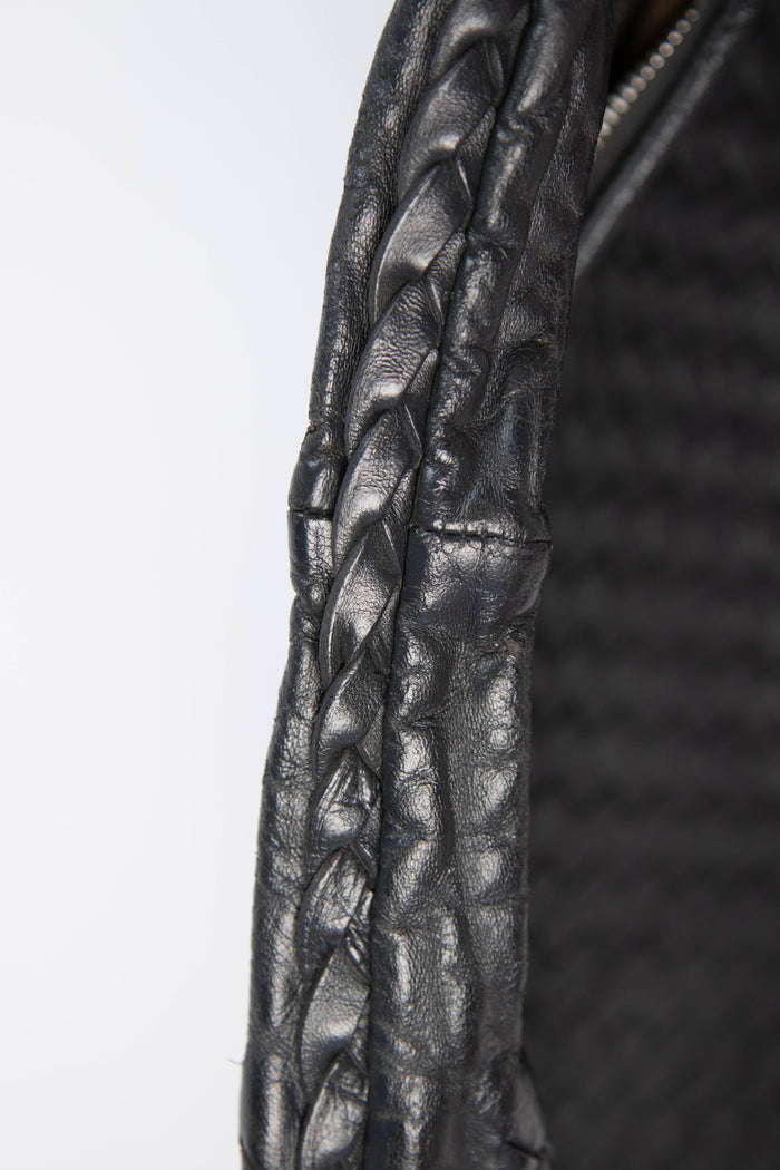 Vintage Bottega Veneta Black Intrecciato Shoulder Bag