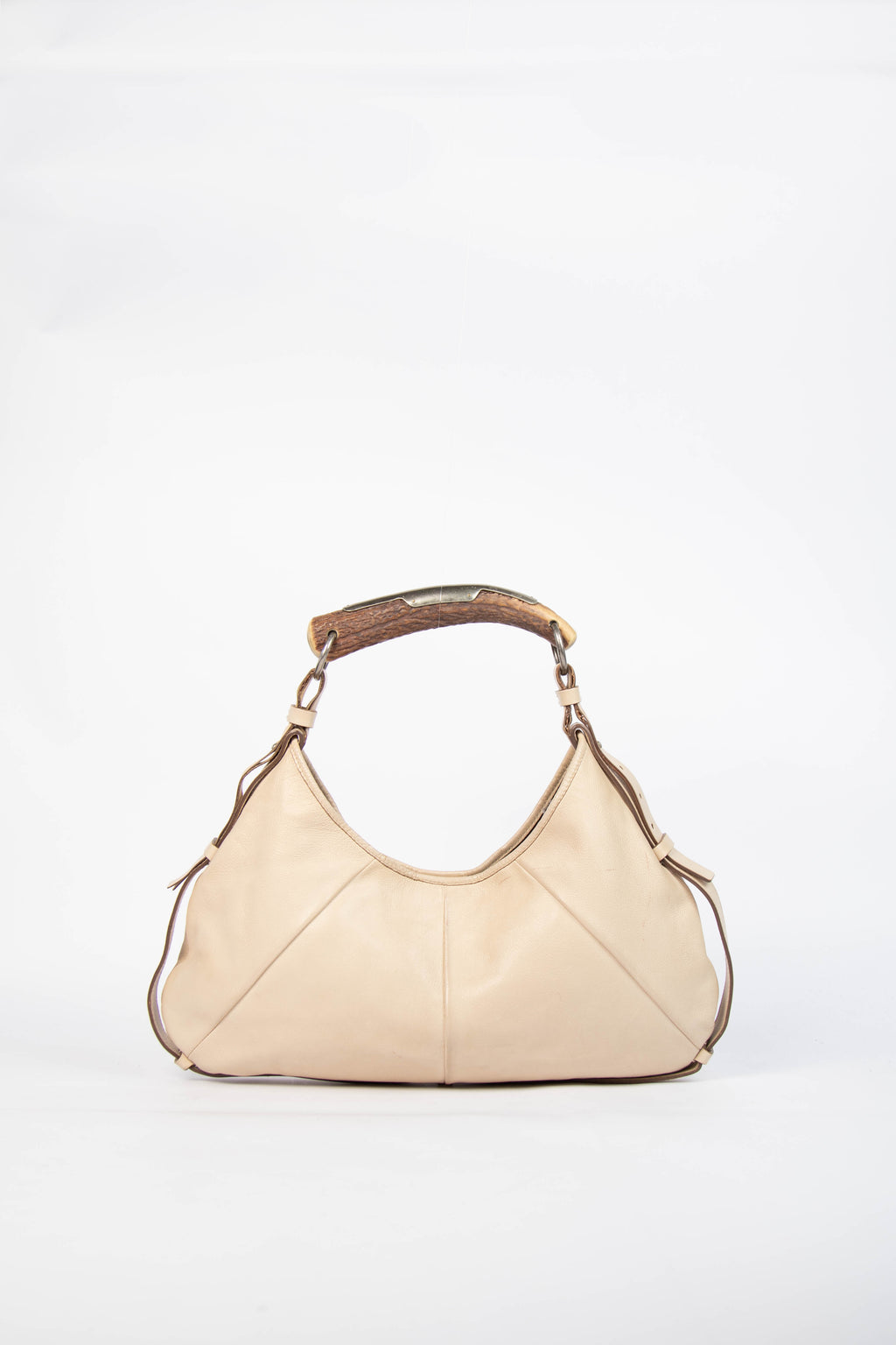 Vintage Yves Saint Laurent Cream Leather Mombasa Shoulder Bag