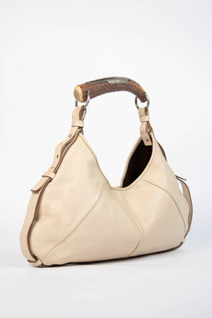 Vintage Yves Saint Laurent Cream Leather Mombasa Shoulder Bag