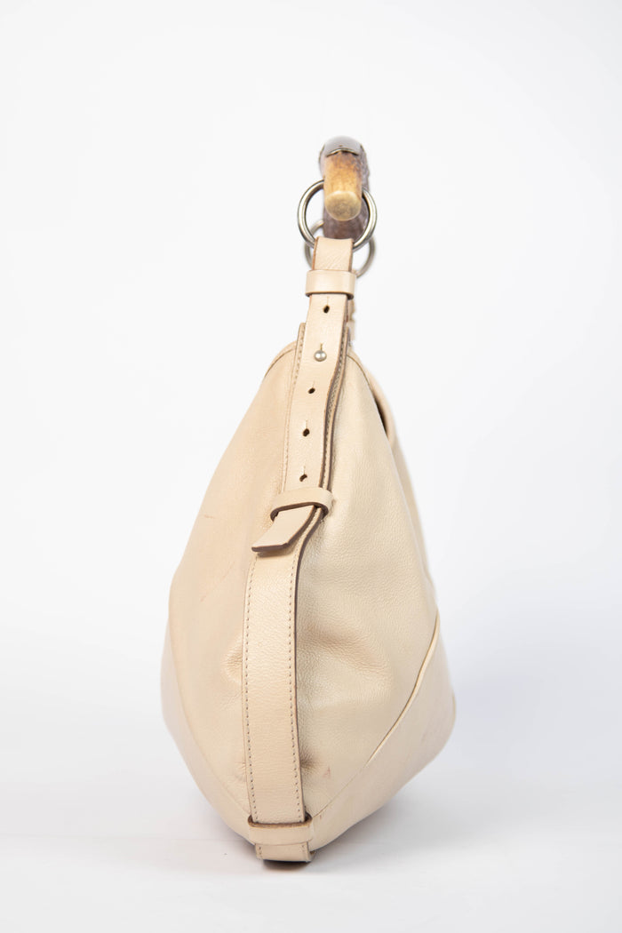 Vintage Yves Saint Laurent Cream Leather Mombasa Shoulder Bag