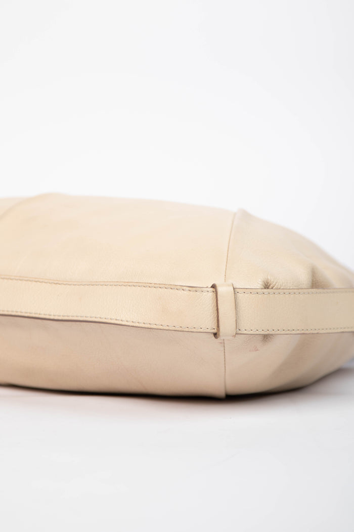 Vintage Yves Saint Laurent Cream Leather Mombasa Shoulder Bag