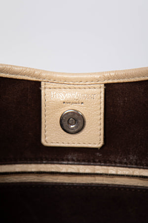 Vintage Yves Saint Laurent Cream Leather Mombasa Shoulder Bag