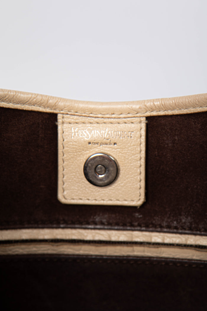 Vintage Yves Saint Laurent Cream Leather Mombasa Shoulder Bag