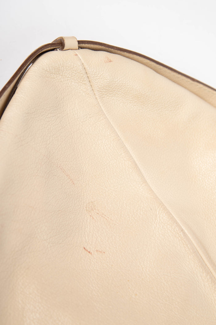 Vintage Yves Saint Laurent Cream Leather Mombasa Shoulder Bag