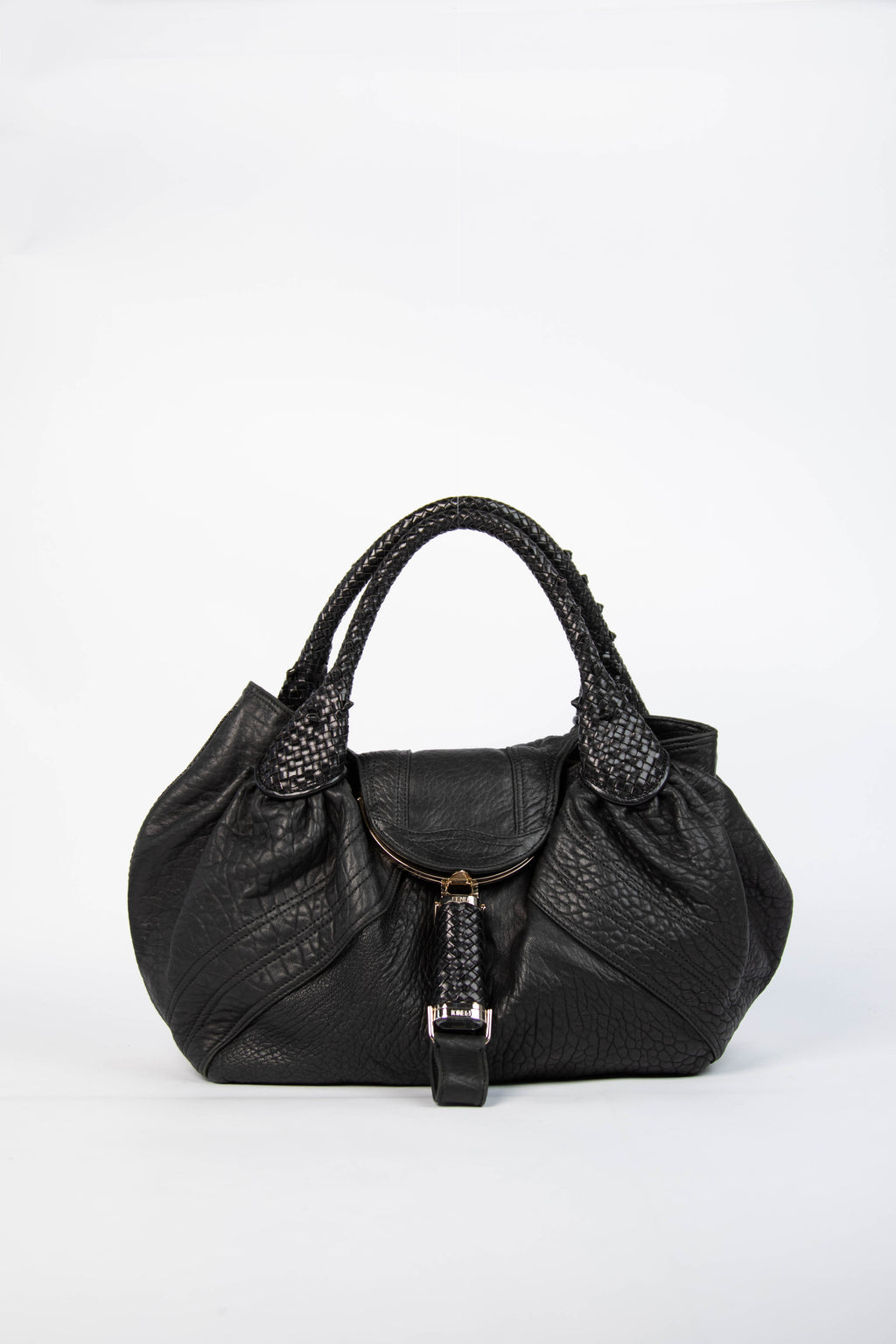 Vintage Fendi Black Woven Leather Spy Bag