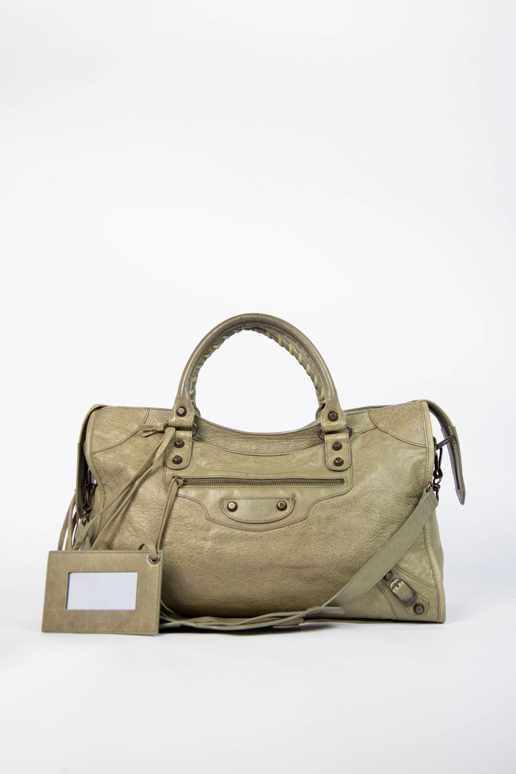 2010s Balenciaga Green Leather City Bag