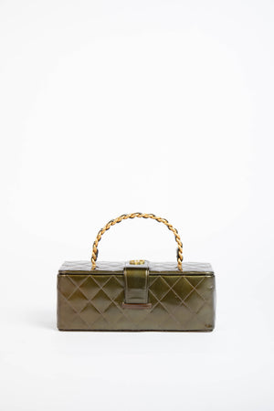 90s Chanel Khaki Small Vanity Top Handle