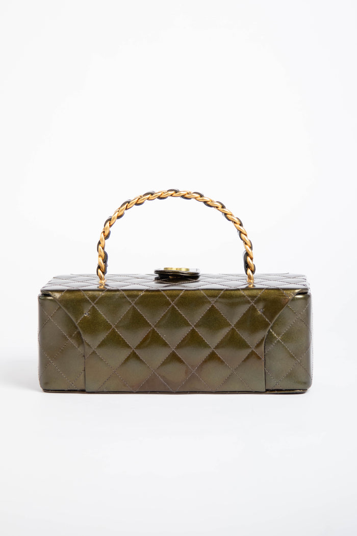 90s Chanel Khaki Small Vanity Top Handle