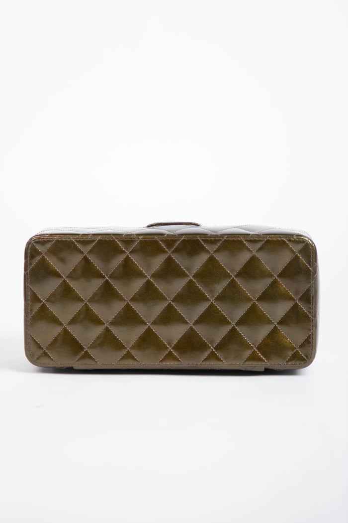 90s Chanel Khaki Small Vanity Top Handle