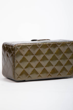 90s Chanel Khaki Small Vanity Top Handle