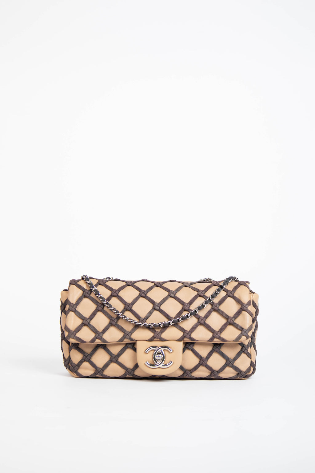 2010s Chanel Beige Canebiers Net Single Flap Bag