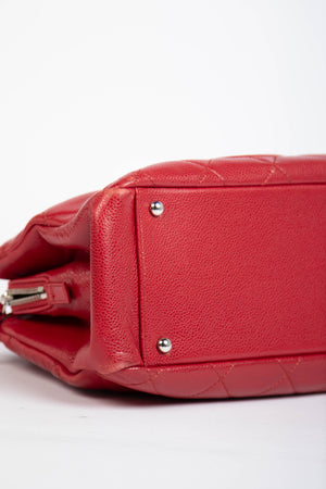 2010s Chanel Red Caviar Leather Timeless CC Shopper Tote Bag