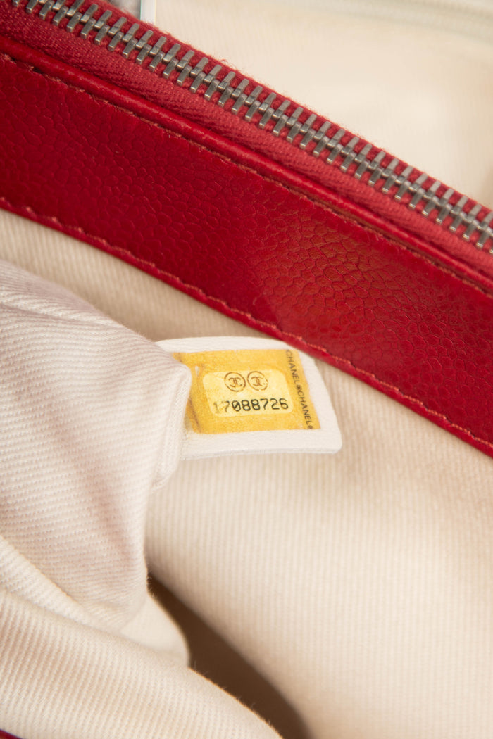 2010s Chanel Red Caviar Leather Timeless CC Shopper Tote Bag