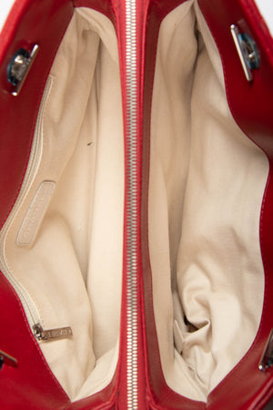 2010s Chanel Red Caviar Leather Timeless CC Shopper Tote Bag