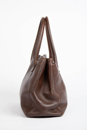 Vintage Chanel Brown Caviar Leather Executive Shopper Tote Bag