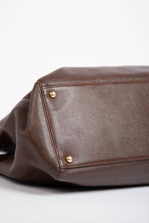 Vintage Chanel Brown Caviar Leather Executive Shopper Tote Bag