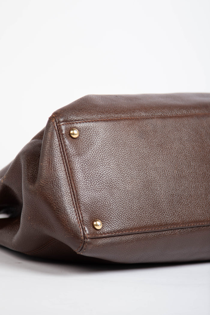 Vintage Chanel Brown Caviar Leather Executive Shopper Tote Bag