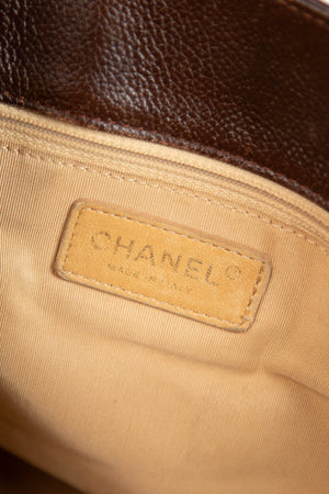 Vintage Chanel Brown Caviar Leather Executive Shopper Tote Bag