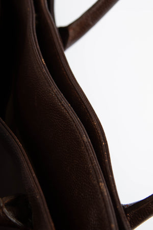 Vintage Chanel Brown Caviar Leather Executive Shopper Tote Bag