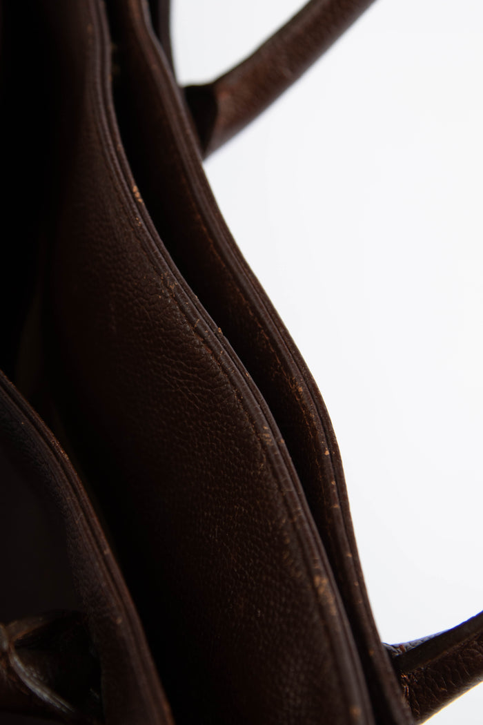 Vintage Chanel Brown Caviar Leather Executive Shopper Tote Bag