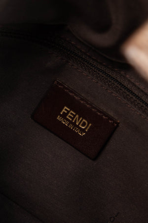 Vintage Fendi Brown Leather Fringe Baguette Shoulder Bag