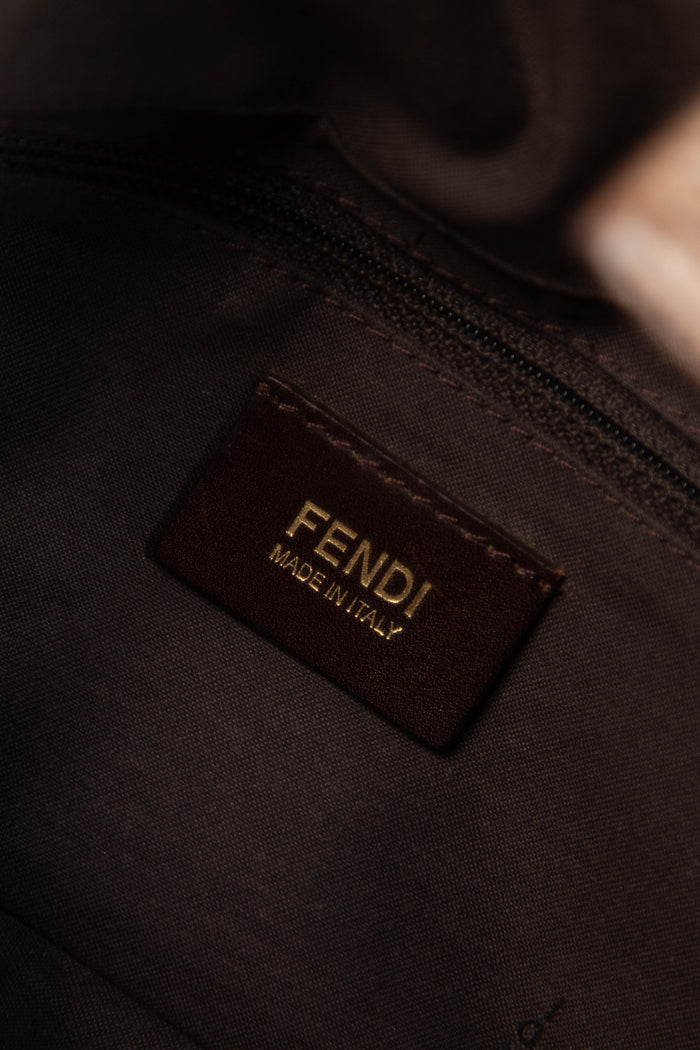 Vintage Fendi Brown Leather Fringe Baguette Shoulder Bag