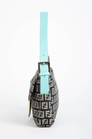 Vintage Fendi Black Zucchino Baguette Shoulder Bag