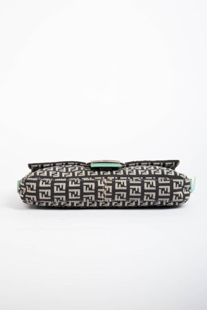 Vintage Fendi Black Zucchino Baguette Shoulder Bag