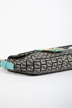 Vintage Fendi Black Zucchino Baguette Shoulder Bag
