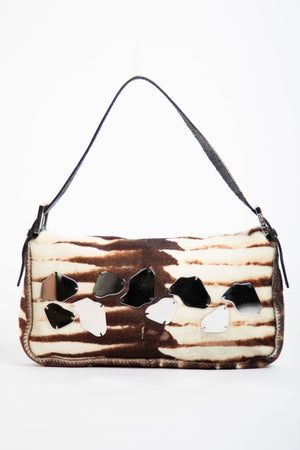 Vintage Fendi Mirrored Animal Print Baguette Shoulder Bag
